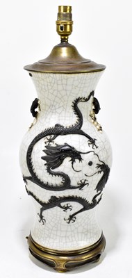 Lot 661 - An early 20th century Chinese crackle glazed dragon decorated vase