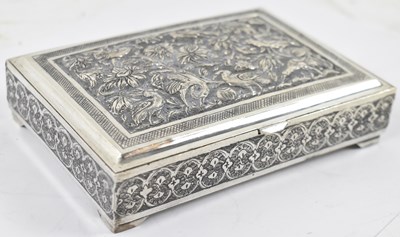 Lot 755 - A Persian Isfahan type white metal box, the...