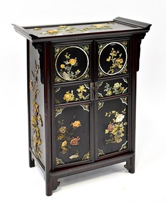 Lot 14 - A 20th century Oriental hardwood cabinet,...