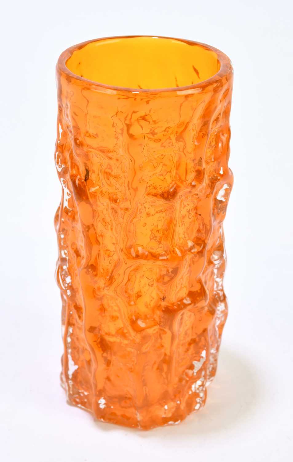 Lot 417 WHITEFRIARS; a tangerine glass bark vase,