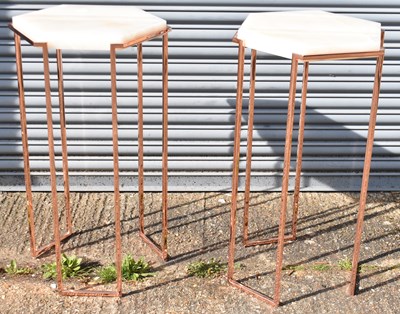 Lot 55 - A pair of modern side tables with hexagonal...