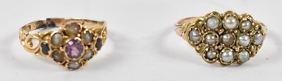 Lot 899 - A 9ct gold cluster ring (af), and a yellow...
