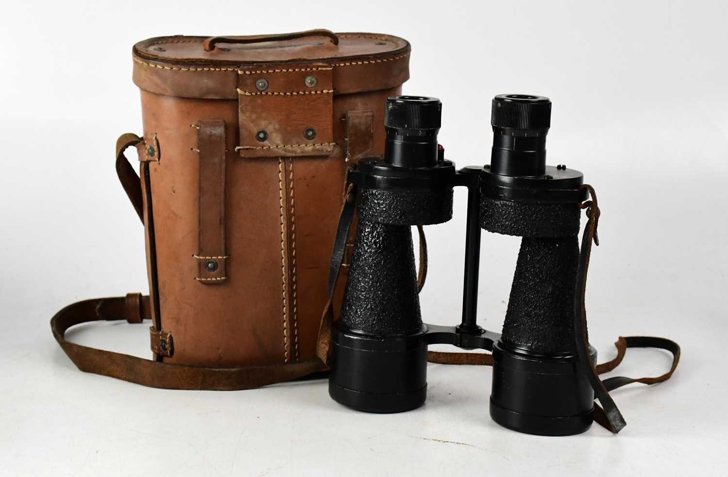 Lot 406 - A pair of leather cased WWII period binoculars,...