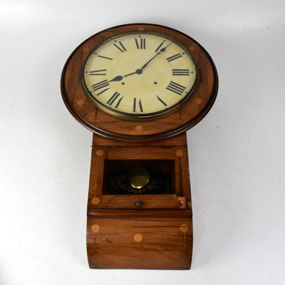 Lot 116 - A Victorian walnut and inlaid drop-dial wall...