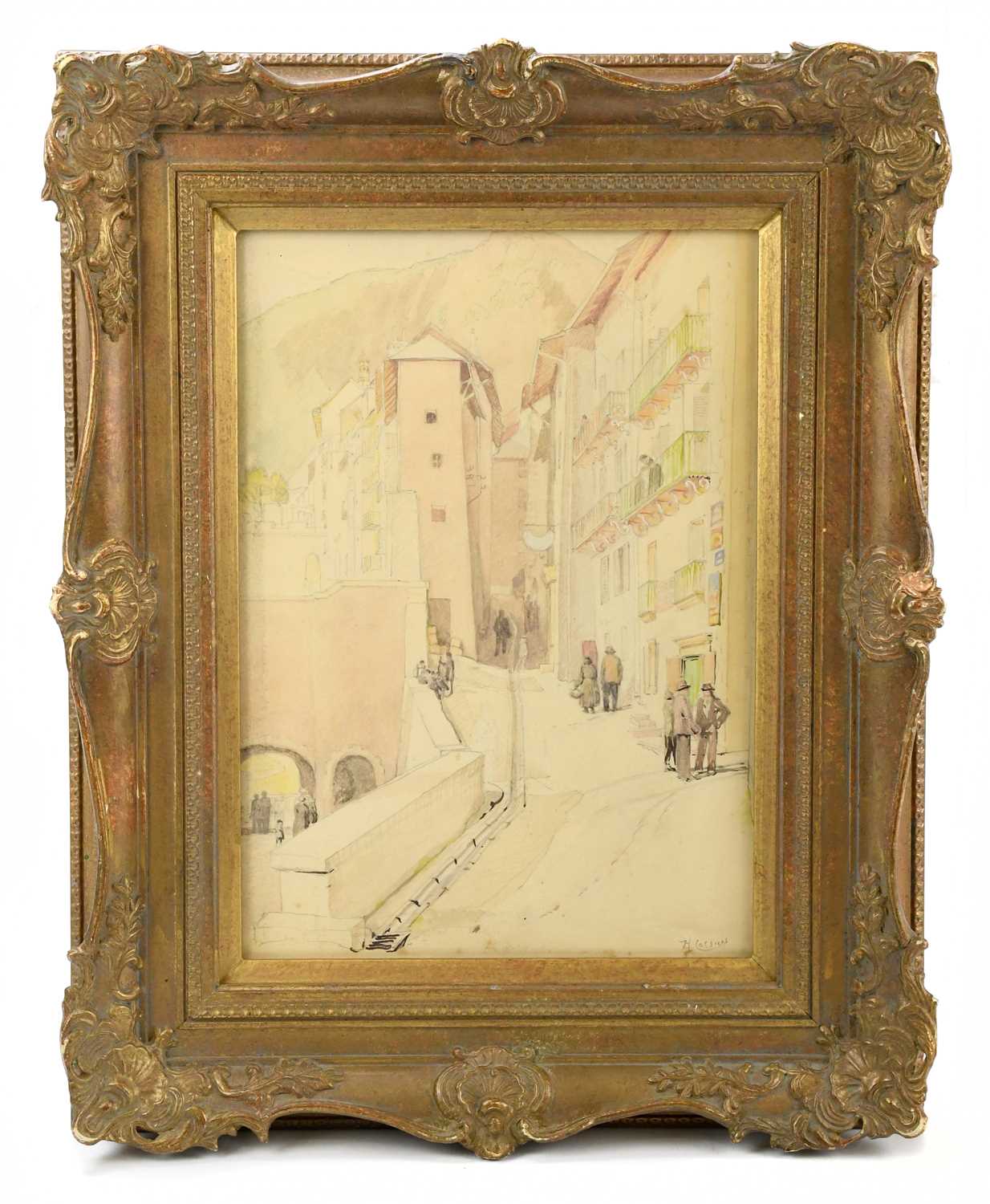 Lot 1627 - HENRI CASSIERS; a pencil and watercolour...
