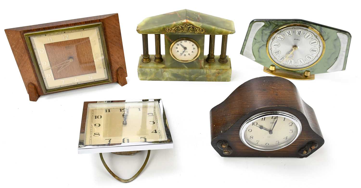 Lot 2695 - A group of five Art Deco style mantel clocks.