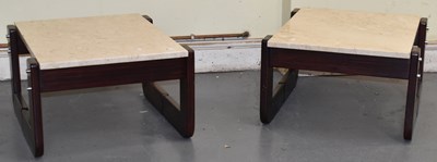 Lot 106 - A pair of modern marble topped coffee tables,...