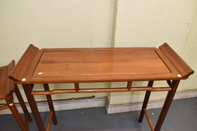 Lot 23 - Two modern Chinese hardwood alter tables,...