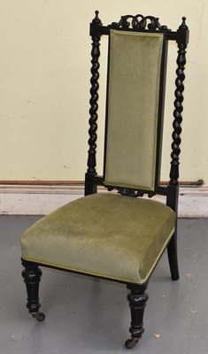 Lot 126 - A late Victorian ebonised side chair with...