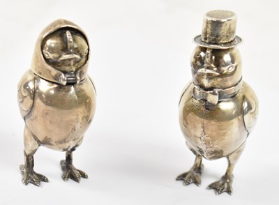 Lot 756 - A novelty pair of circa 1900 white metal...