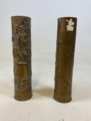 Lot 145 - Two brass decorative shell cases, one...