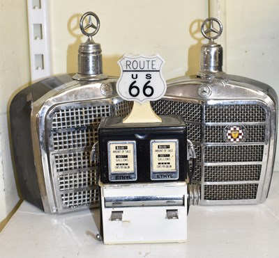 Lot 603 - Two novelty Mercedes hip flasks and a novelty...