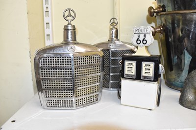 Lot 603 - Two novelty Mercedes hip flasks and a novelty...