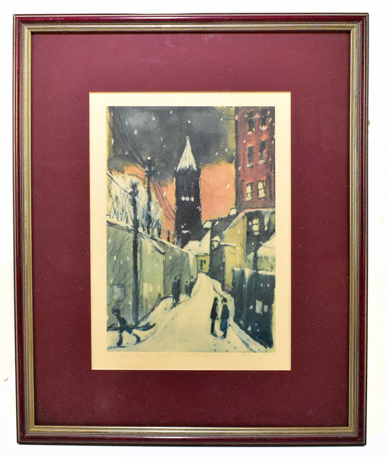 Lot 1398 - HAROLD FRANCIS RILEY BL.D. Litt FRCS (HON) DFA ATC (born 1943); ink signed print, St Mary's Church, Swinton