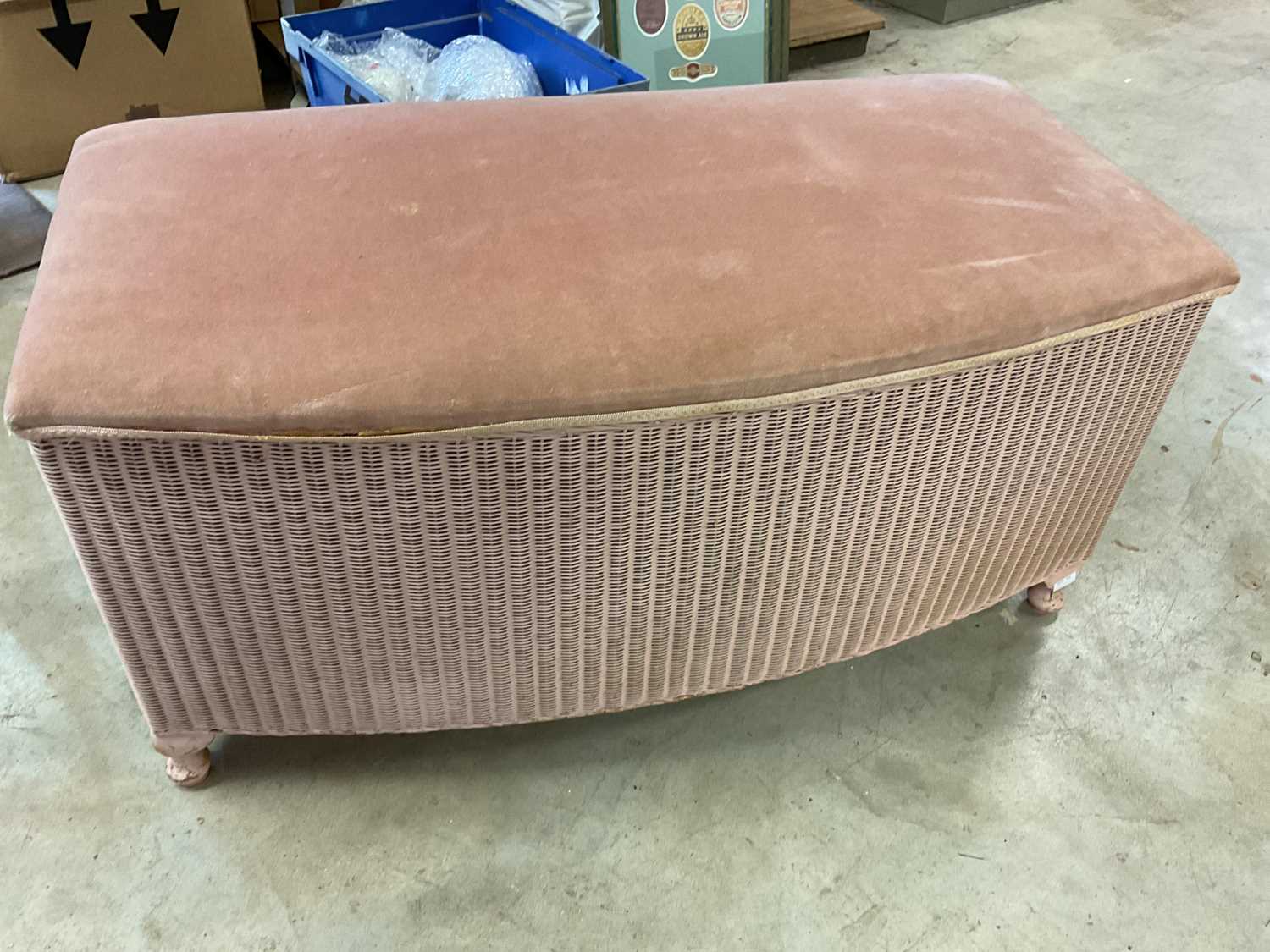 Lot 807 - Lloyd Loom laundry basket, with upholstered...