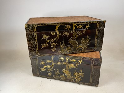 Lot 747 - A pair of Oriental inspired lacquered...