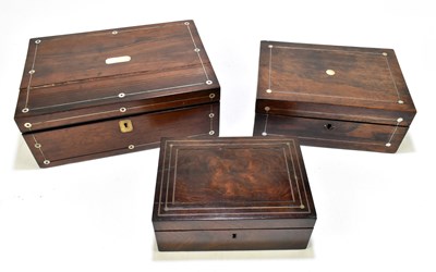 Lot 134 - A 19th century rosewood jewellery box with mother of pearl inlaid decoration