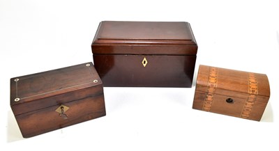 Lot 135 - A Georgian mahogany tea caddy converted to a jewellery box