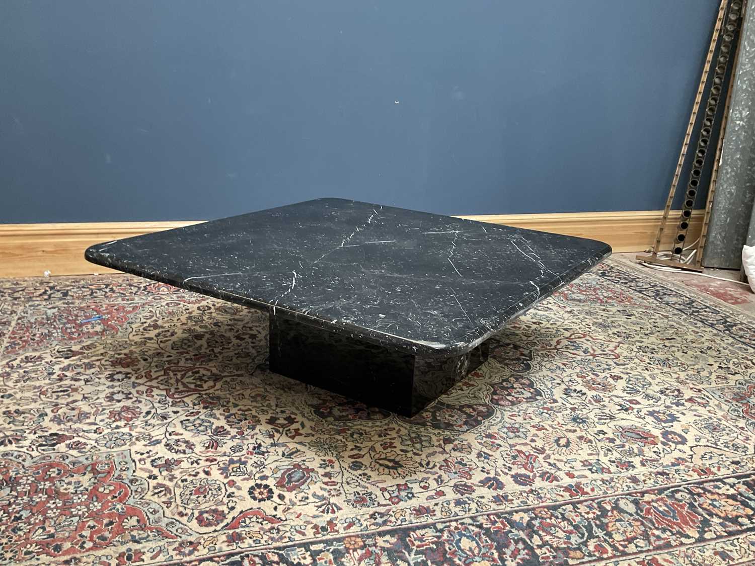 Lot 2568 - A modern marble coffee table on square plinth...