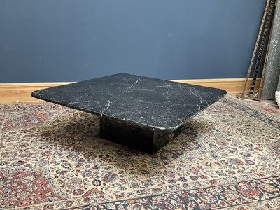 Lot 2568 - A modern marble coffee table on square plinth...