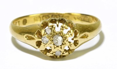 Lot 125 - An 18ct yellow gold ring, size M 1/2, approx....