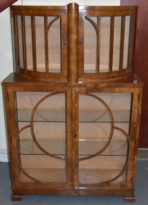 Lot 75 - An Art Deco style walnut display cabinet,...