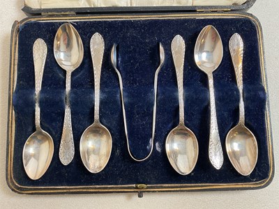 Lot 455 - A cased set of six Edwardian hallmarked silver...