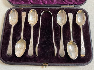 Lot 456 - A cased set of six Victorian hallmarked silver...