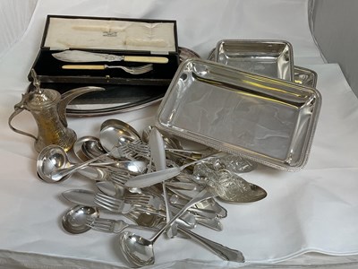 Lot 404 - A collection of silver plate, including a pair...