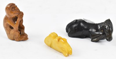 Lot 583 - A hardstone monkey inro, a pig inro and a...