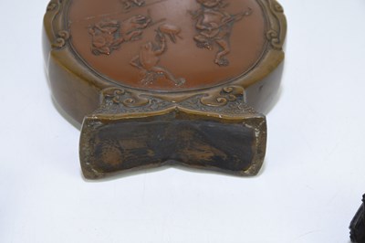 Lot 2280 - A Japanese bronze moon flask relief decorated...