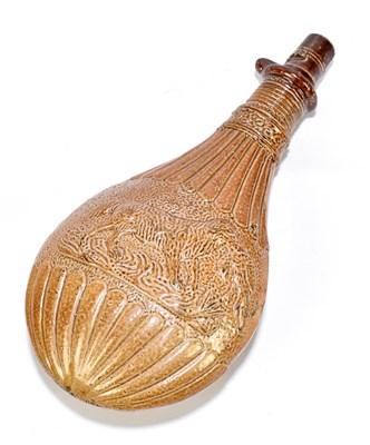 Lot 449 - STEPHEN GREEN LAMBETH; a 19th century salt glazed powder flask