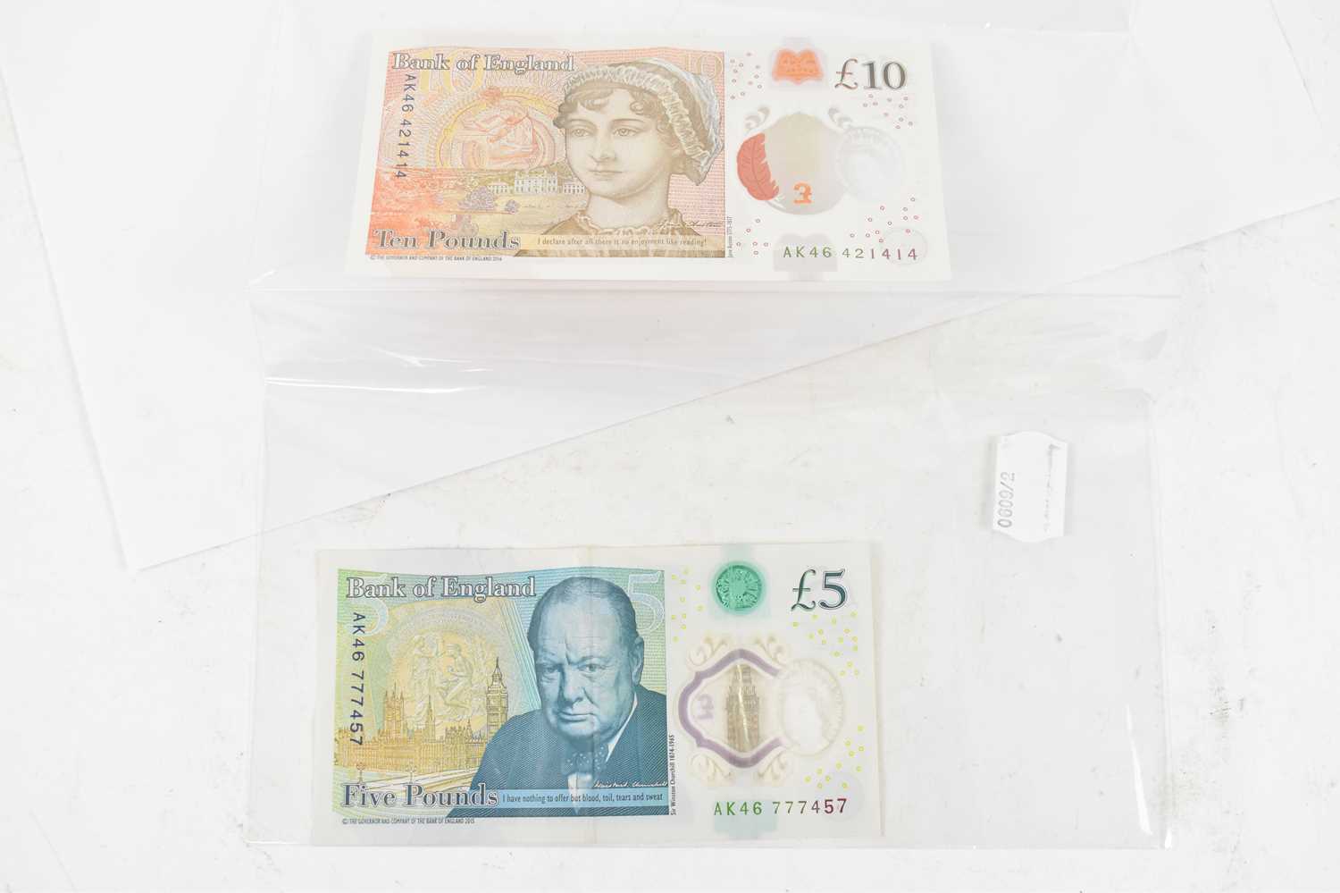 Lot 225 - An AK46 Series £10 note, also an AK46 Series