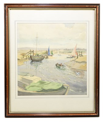 Lot 1605 - J. CROSWELL; watercolour, eastury scene with...