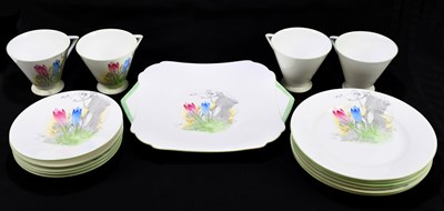 Lot 222 - SHELLEY; a seventeen piece part tea service in...