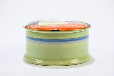 Lot 208 - CLARICE CLIFF; a circular trinket box and...