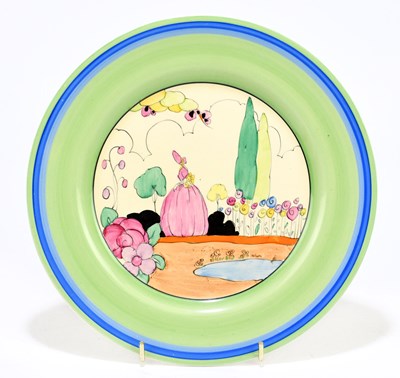 Lot 204 - CLARICE CLIFF; a hand painted circular plated...