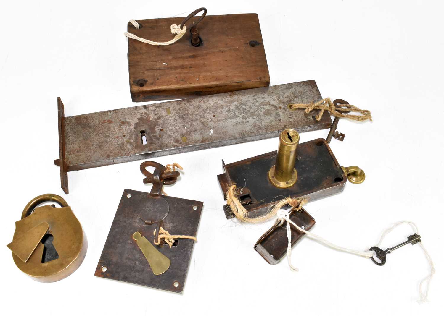 Lot 301 - A collection of early 19th century door locks and keys