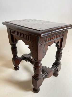 Lot 754 - A small oak joint stool, height 38cm, width...
