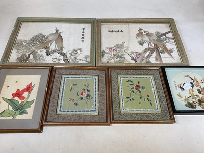 Lot 367 - A pair of silk needlework Chinese pictures, 43...