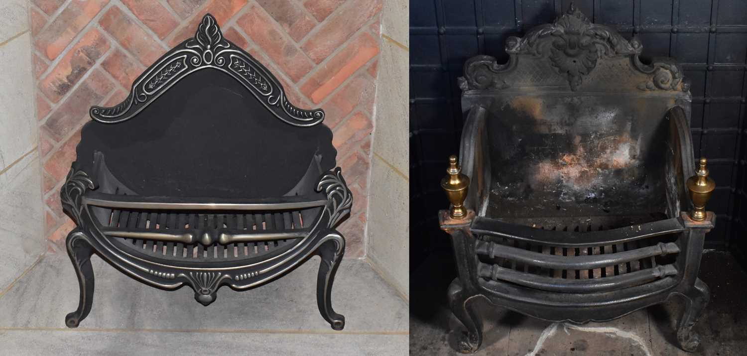 Lot 1155 - Two modern cast iron fire grates, 66 x 85cm,...