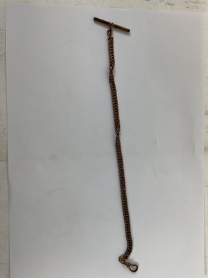 Lot 944 - A yellow metal watch chain, length 29cm,...