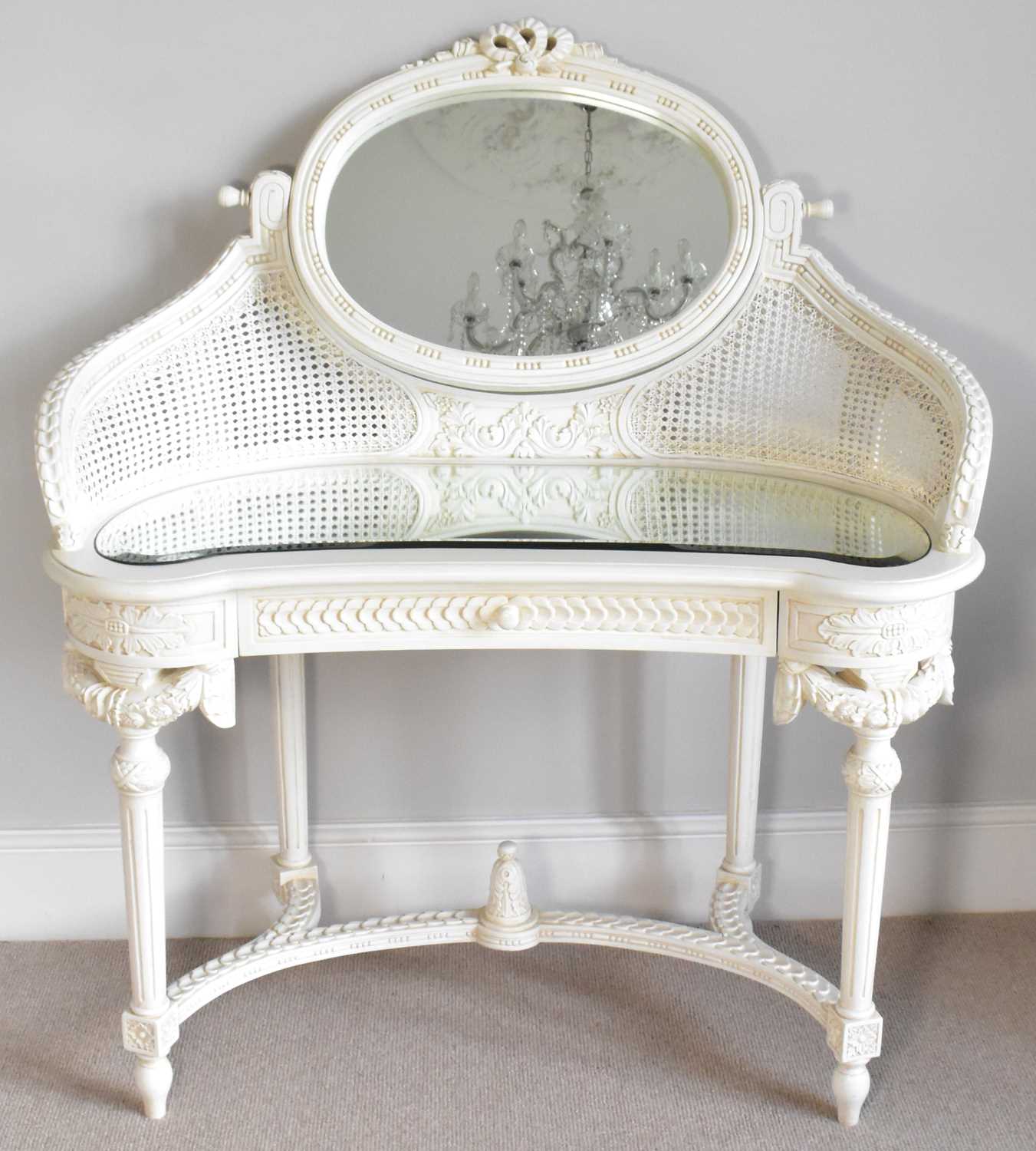 Lot 2979 A modern white cane dressing table with