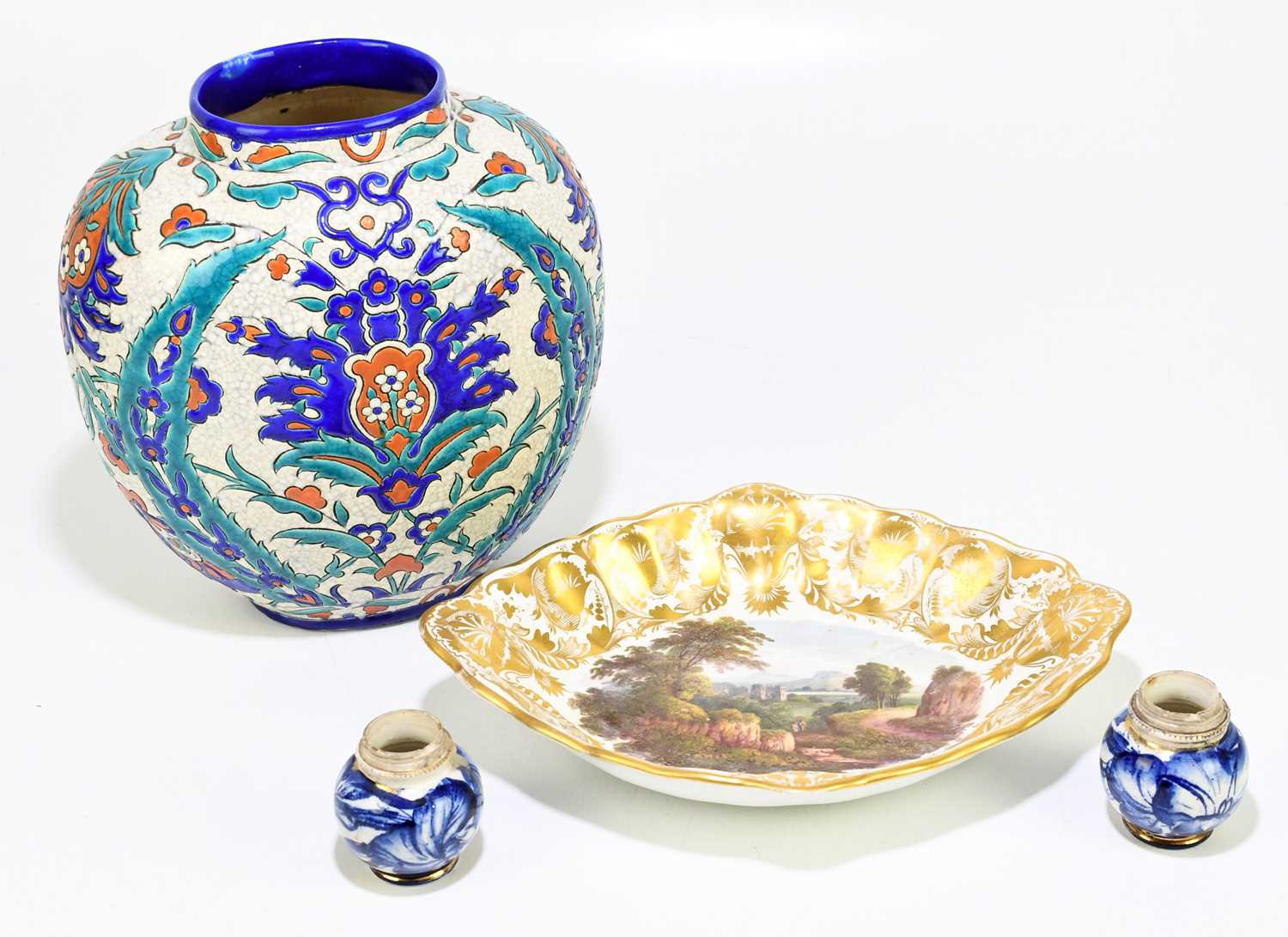 Lot 299 - LAROCHE; an Belgian Art Deco vase, brightly...