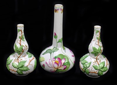 Lot 461 - HEREND; a pair of double gourd vases