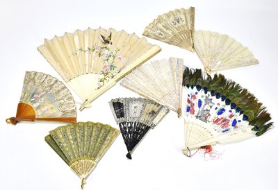 Lot 1032 - A group of eight fans, to include bone and...