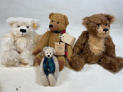 Lot 134 - Four collectable teddy bears, comprising a...