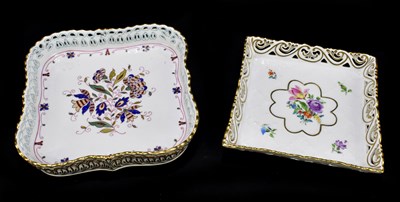 Lot 483 - HEREND; a hand painted square dish with reticulated border