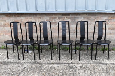 Lot 132 - A set of six modern black tubular metal framed...