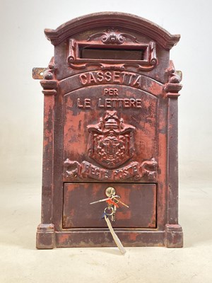 Lot 218 - An Italian style cast iron postbox with...